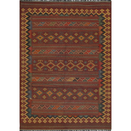 Sumak Kilim Hand-Woven Wool Kilim IVA0001493 - Natalia Rugs