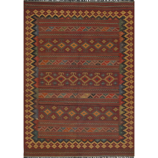 Sumak Kilim Hand-Woven Wool Kilim IVA0001493 - Natalia Rugs