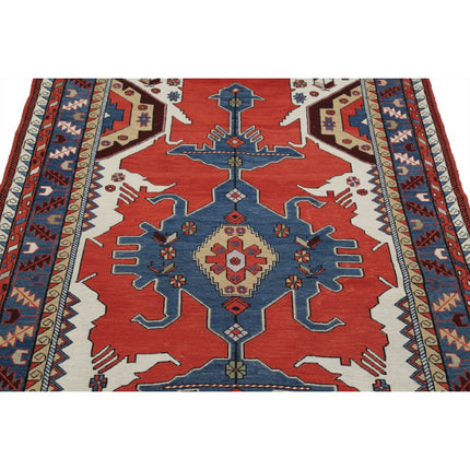 Sumak Kilim 4' 0" X 6' 8" Wool Hand-Woven Kilim 4' 0" X 6' 8" (122 X 203) / Multi / Multi