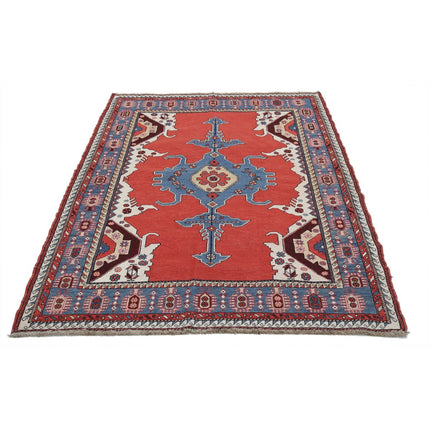 Sumak Kilim 4' 3" X 6' 7" Wool Hand-Woven Kilim 4' 3" X 6' 7" (130 X 201) / Multi / Multi