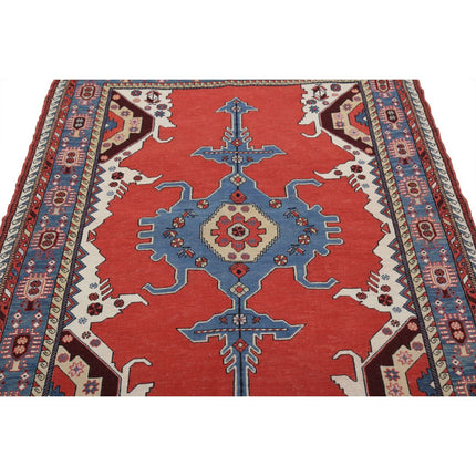 Sumak Kilim 4' 3" X 6' 7" Wool Hand-Woven Kilim 4' 3" X 6' 7" (130 X 201) / Multi / Multi