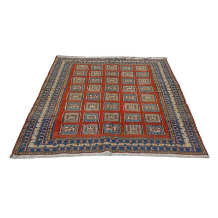 Sumak Kilim 4' 9" X 6' 10" Wool Hand-Woven Kilim 4' 9" X 6' 10" (145 X 208) / Multi / Multi