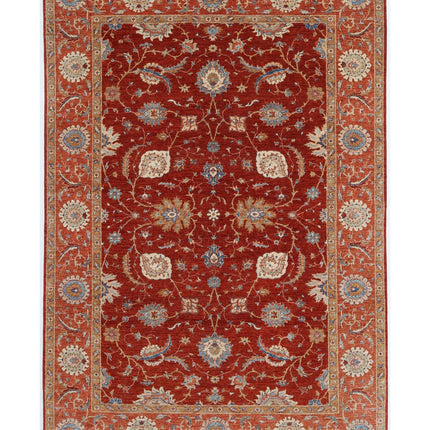 Suzani 6' 8" X 9' 11" Hand Knotted Wool Rug 6' 8" X 9' 11" (203 X 302) / Red / Wool