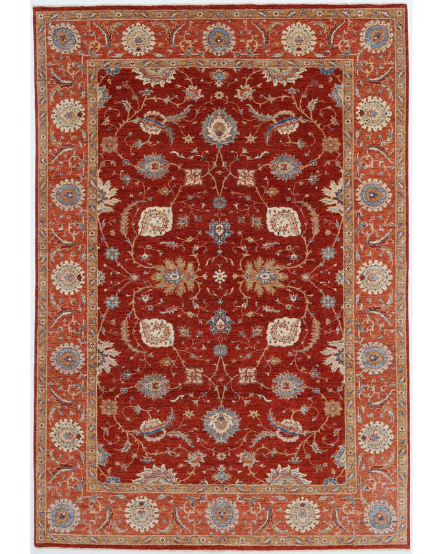 Suzani 6' 8" X 9' 11" Hand Knotted Wool Rug 6' 8" X 9' 11" (203 X 302) / Red / Wool