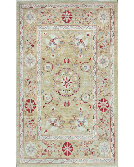 Suzani 5' 4" X 8' 8" Hand Knotted Wool Rug 5' 4" X 8' 8" (162 X 264) / Gold / Wool