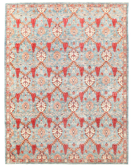 Suzani 8' 1" X 10' 9" Hand Knotted Wool Rug 8' 1" X 10' 9" (246 X 328) / Teal / Wool