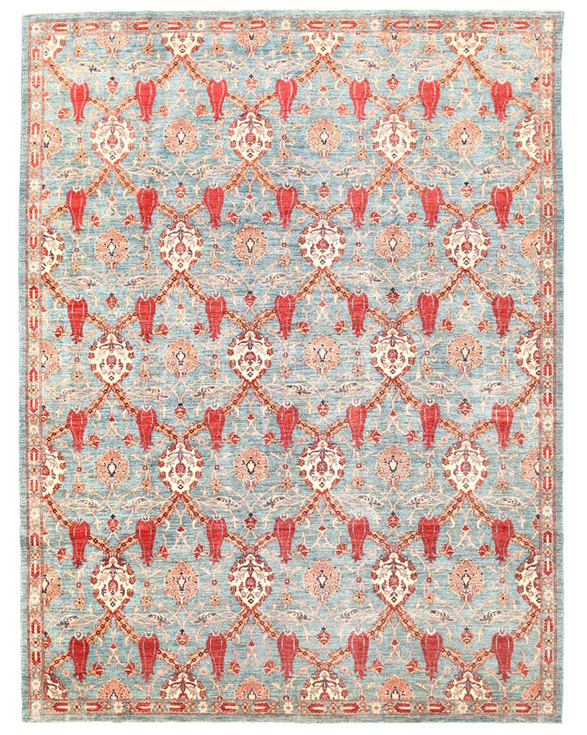 Suzani 8' 1" X 10' 9" Hand Knotted Wool Rug 8' 1" X 10' 9" (246 X 328) / Teal / Wool