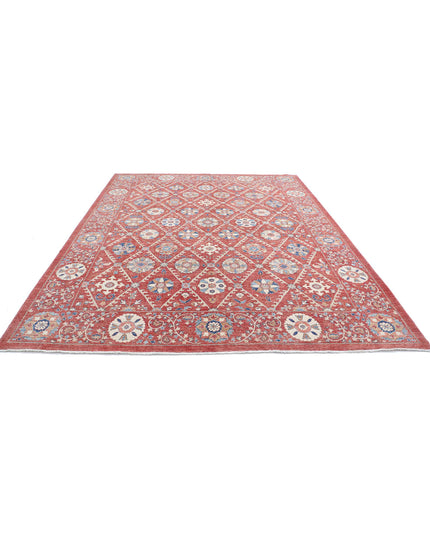 Suzani 9' 0" X 11' 6" Hand Knotted Wool Rug 9' 0" X 11' 6" (274 X 351) / Red / Wool