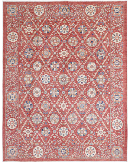 Suzani 9' 0" X 11' 6" Hand Knotted Wool Rug 9' 0" X 11' 6" (274 X 351) / Red / Wool