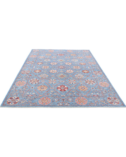 Suzani 6' 8" X 9' 3" Hand Knotted Wool Rug 6' 8" X 9' 3" (203 X 282) / Blue / Wool