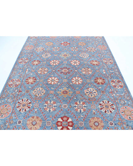 Suzani 6' 8" X 9' 3" Hand Knotted Wool Rug 6' 8" X 9' 3" (203 X 282) / Blue / Wool