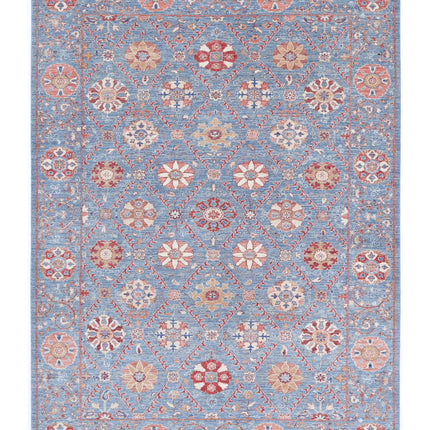 Suzani 6' 8" X 9' 3" Hand Knotted Wool Rug 6' 8" X 9' 3" (203 X 282) / Blue / Wool