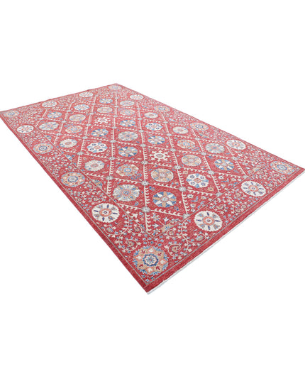 Suzani 6' 4" X 10' 2" Hand Knotted Wool Rug 6' 4" X 10' 2" (193 X 310) / Red / Wool