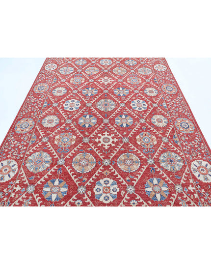 Suzani 6' 4" X 10' 2" Hand Knotted Wool Rug 6' 4" X 10' 2" (193 X 310) / Red / Wool