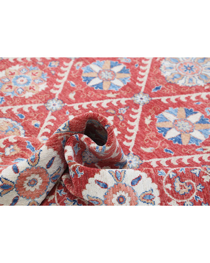 Suzani 6' 4" X 10' 2" Hand Knotted Wool Rug 6' 4" X 10' 2" (193 X 310) / Red / Wool