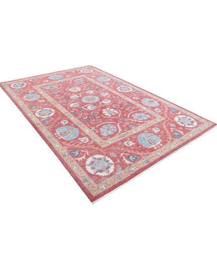 Suzani 6' 7" X 9' 10" Hand Knotted Wool Rug 6' 7" X 9' 10" (201 X 300) / Red / Wool