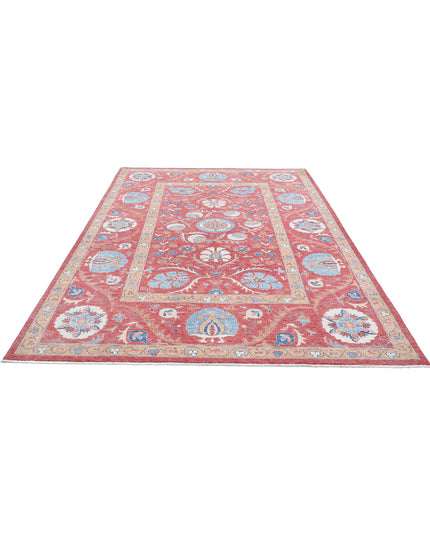 Suzani 6' 7" X 9' 10" Hand Knotted Wool Rug 6' 7" X 9' 10" (201 X 300) / Red / Wool