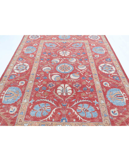 Suzani 6' 7" X 9' 10" Hand Knotted Wool Rug 6' 7" X 9' 10" (201 X 300) / Red / Wool