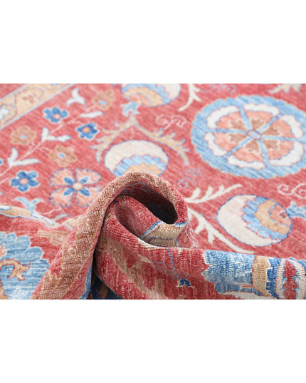 Suzani 6' 7" X 9' 10" Hand Knotted Wool Rug 6' 7" X 9' 10" (201 X 300) / Red / Wool