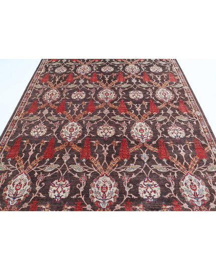 Suzani 6' 6" X 9' 9" Hand Knotted Wool Rug 6' 6" X 9' 9" (198 X 297) / Brown / Wool