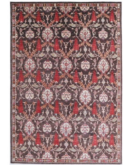 Suzani 6' 6" X 9' 9" Hand Knotted Wool Rug 6' 6" X 9' 9" (198 X 297) / Brown / Wool