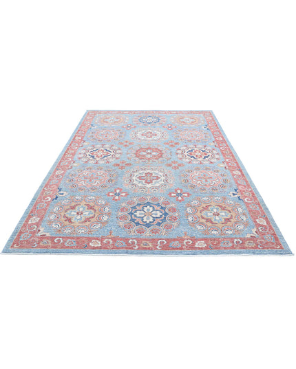 Suzani 6' 5" X 9' 6" Hand Knotted Wool Rug 6' 5" X 9' 6" (196 X 290) / Teal / Wool