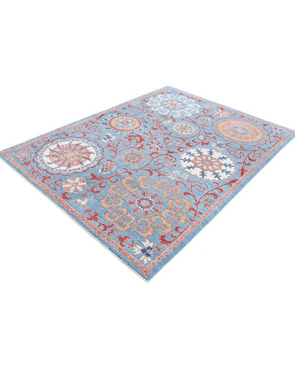 Suzani 5' 8" X 7' 9" Hand Knotted Wool Rug 5' 8" X 7' 9" (173 X 236) / Teal / Wool