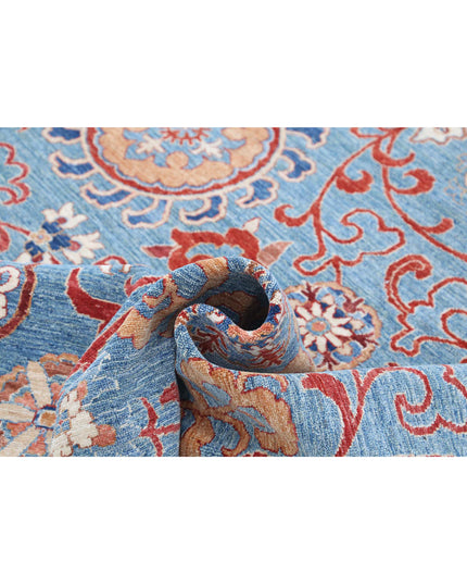 Suzani 5' 8" X 7' 9" Hand Knotted Wool Rug 5' 8" X 7' 9" (173 X 236) / Teal / Wool