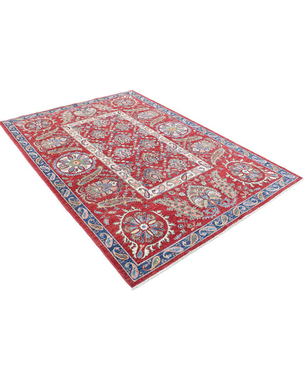 Suzani 5' 8" X 8' 0" Hand Knotted Wool Rug 5' 8" X 8' 0" (173 X 244) / Red / Wool