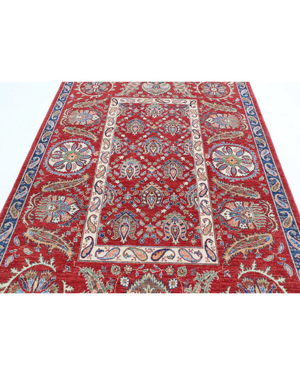Suzani 5' 8" X 8' 0" Hand Knotted Wool Rug 5' 8" X 8' 0" (173 X 244) / Red / Wool