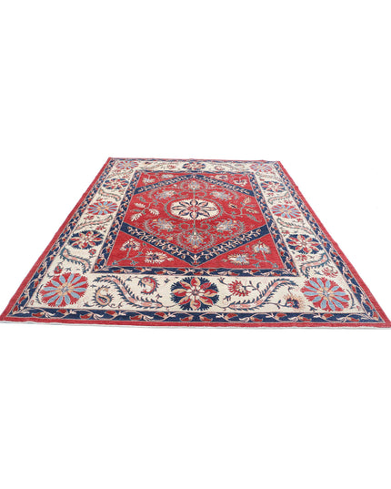 Suzani 7' 6" X 10' 0" Hand Knotted Wool Rug 7' 6" X 10' 0" (229 X 305) / Red / Wool