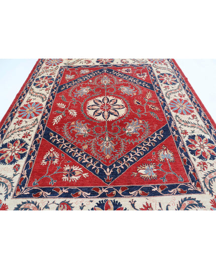 Suzani 7' 6" X 10' 0" Hand Knotted Wool Rug 7' 6" X 10' 0" (229 X 305) / Red / Wool