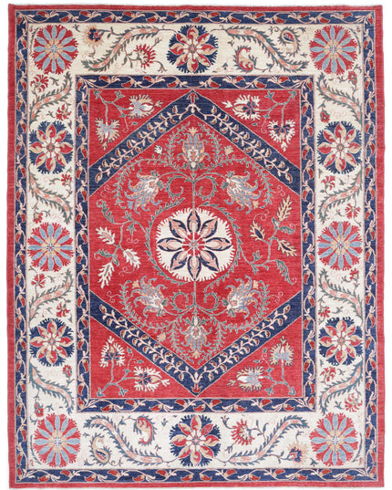 Suzani 7' 6" X 10' 0" Hand Knotted Wool Rug 7' 6" X 10' 0" (229 X 305) / Red / Wool