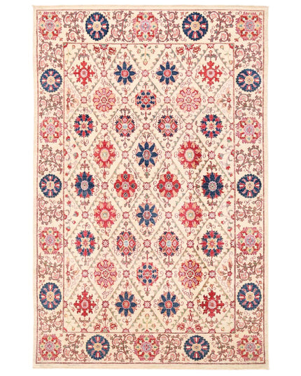 Suzani 5' 11" X 9' 2" Hand Knotted Wool Rug 5' 11" X 9' 2" (180 X 280) / Ivory / Wool