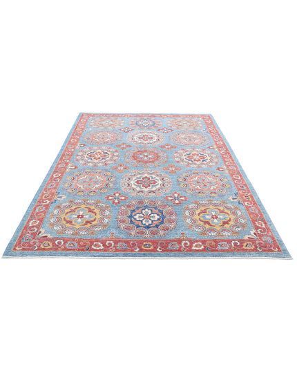 Suzani 6' 3" X 8' 8" Hand Knotted Wool Rug 6' 3" X 8' 8" (191 X 264) / Blue / Wool