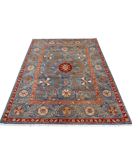 Suzani 4' 10" X 6' 7" Hand Knotted Wool Rug 4' 10" X 6' 7" (147 X 201) / Blue / Wool