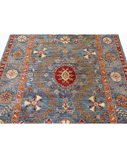 Suzani 4' 10" X 6' 7" Hand Knotted Wool Rug 4' 10" X 6' 7" (147 X 201) / Blue / Wool