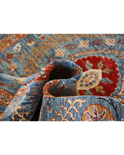 Suzani 4' 10" X 6' 7" Hand Knotted Wool Rug 4' 10" X 6' 7" (147 X 201) / Blue / Wool