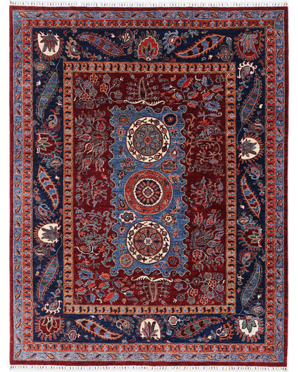 Suzani 8' 2" X 10' 5" Hand Knotted Wool Rug 8' 2" X 10' 5" (249 X 318) / Red / Wool