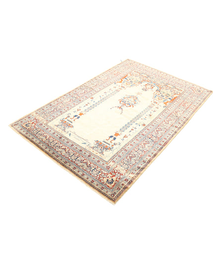 Tabriz 4' 2" X 6' 5" Hand Knotted Silk Rug 4' 2" X 6' 5" (127 X 196) / Ivory / Silk