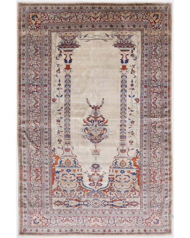 Tabriz 4' 2" X 6' 5" Hand Knotted Silk Rug 4' 2" X 6' 5" (127 X 196) / Ivory / Silk