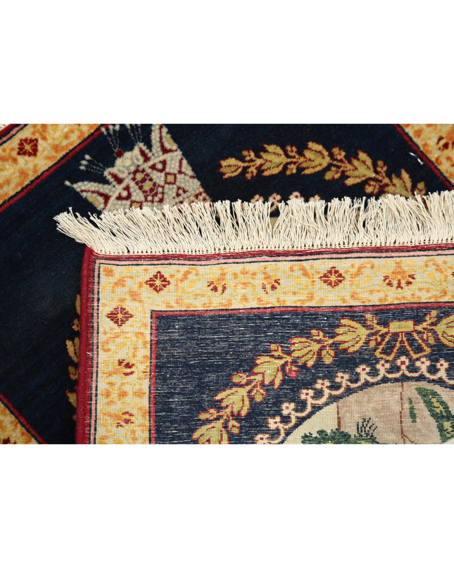 Tabriz 1' 6" X 1' 9" Hand Knotted Wool Rug 1' 6" X 1' 9" (46 X 53) / Blue / Wool