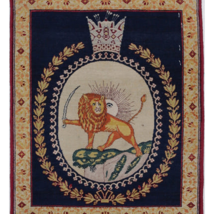 Tabriz 1' 6" X 1' 9" Hand Knotted Wool Rug 1' 6" X 1' 9" (46 X 53) / Blue / Wool