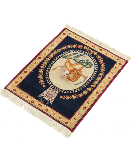 Tabriz 1' 5" X 1' 9" Hand Knotted Wool Rug 1' 5" X 1' 9" (43 X 53) / Blue / Wool