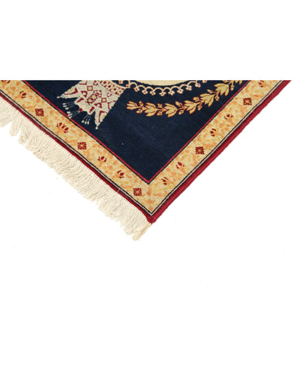 Tabriz 1' 5" X 1' 9" Hand Knotted Wool Rug 1' 5" X 1' 9" (43 X 53) / Blue / Wool