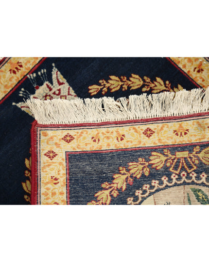 Tabriz 1' 5" X 1' 9" Hand Knotted Wool Rug 1' 5" X 1' 9" (43 X 53) / Blue / Wool