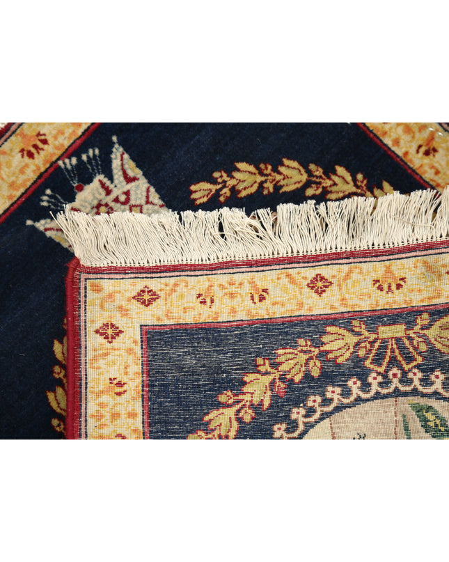 Tabriz 1' 5" X 1' 9" Hand Knotted Wool Rug 1' 5" X 1' 9" (43 X 53) / Blue / Wool