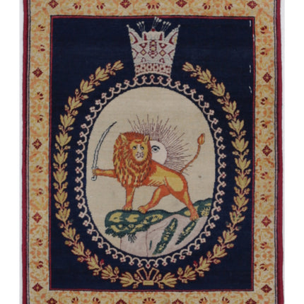 Tabriz 1' 5" X 1' 9" Hand Knotted Wool Rug 1' 5" X 1' 9" (43 X 53) / Blue / Wool