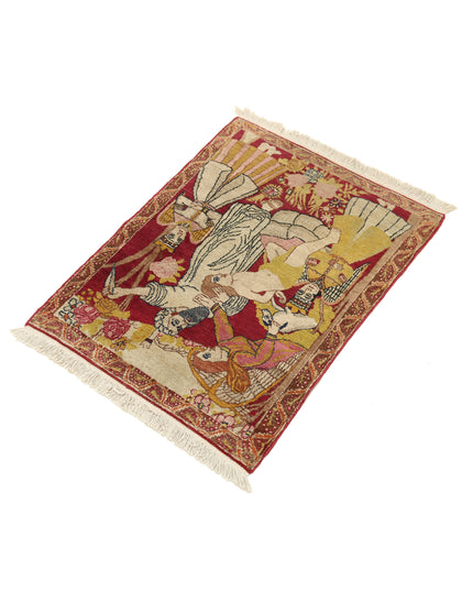 Tabriz 1' 10" X 2' 6" Hand Knotted Wool Rug 1' 10" X 2' 6" (56 X 76) / Red / Wool