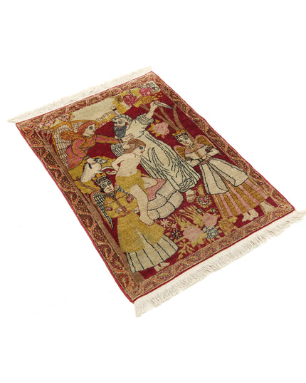 Tabriz 1' 10" X 2' 6" Hand Knotted Wool Rug 1' 10" X 2' 6" (56 X 76) / Red / Wool